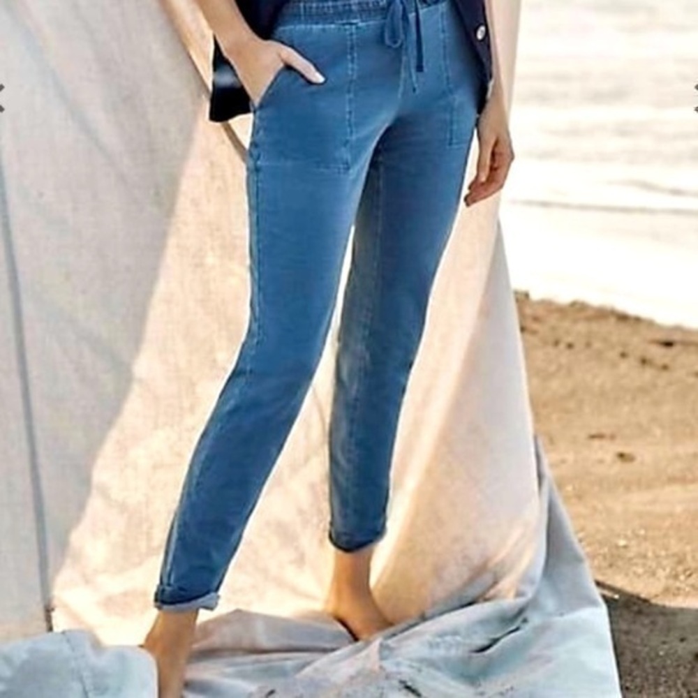 J.Jill Denim-Blue Drawstring Cropped Tapered Pants